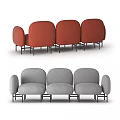 Modern Three Seater Sofa Design in Red and Gray with Black Metal Legs