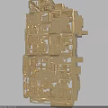 Golden 3D Architectural Model With Multi Layered Intricate Structure Design 3d model