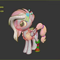 Blue Pony Character with Pink Mane and Tail Winged Standing Next to Golden Toy Accessory
