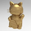 Elegant Polished Golden Cat Shaped Decorative Figurine Ornament For Home