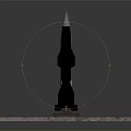 Detailed Metallic Model Rocket Display On Stone Platform With Dark Background