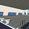 Indoor Swimming Pool at Fitness Center with Swimming Lanes Starting Blocks and Bright Lighting