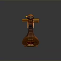 Modern Orange Lute Shaped Home Daily Necessity With Sturdy Wooden Stand Design