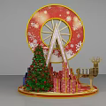 Festive Christmas Decoration Display With Ferris Wheel Tree Gift Boxes And Reindeer