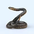 Coiled Brown and Black Patterned Snake with Raised Head on Light Background 3d model