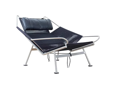 Modern Leisure Chair With Black Leather Seat And Chrome Metal Frame Design 3d model