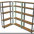 Two Multi Tier Shelving Units With Metal Frame And Wooden Shelves