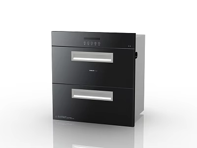 Black Double Drawer Kitchen Appliance With Control Panel And Modern Design 3d model