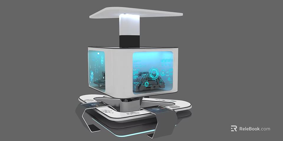 Modern Tech Device With Blue Interface Display Screen And Lighting Base 3d model