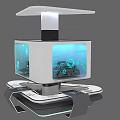 Modern Tech Device With Blue Interface Display Screen And Lighting Base 3d model