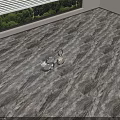 Modern Glossy Marble Texture Floor Tiles With Swan Decor And Green Landscape View 3d model