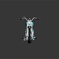Turquoise Vintage Motorcycle With Spoke Wheels Leather Seat And Chrome Details
