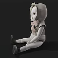 Classic White Doll With Ruffled Bonnet Pink Bow And Striped Onesie On Dark Background