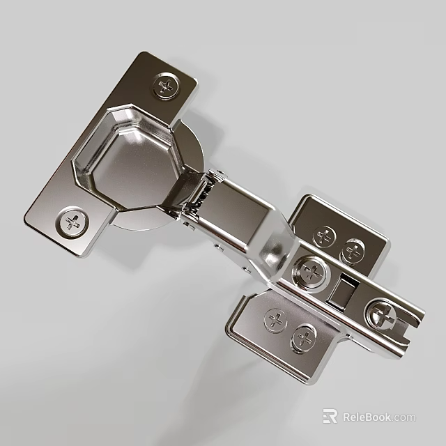 Heavy Duty Polished Stainless Steel Cabinet Hinge with Screw Mounted Design for Furniture Doors 3d model 