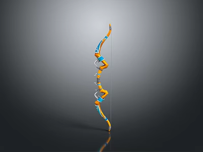 Modern Blue And Orange Bow With Multiple Ring Structures Standing On Black Background With Reflection 3d model