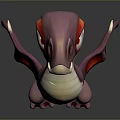 Purple Dragon Character 3D Model with Red Eyes Red Wings and Light Colored Body