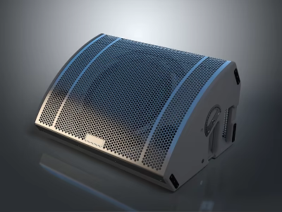 Silver Curved Electronic Appliance Casing With Perforated Panel And Smooth Base 3d model