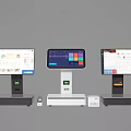 Three Modern POS Terminals With Digital Screens And Different Base Designs 3d model