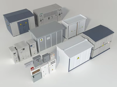 Various Types of Industrial Control Cabinets and Electrical Enclosures in Different Sizes 3d model