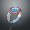 Stylish Modern Watch With Blue Dial Orange Frame And Gray Strap For Daily Use