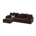 L Shaped Modern Sectional Sofa With Plush Brown Cushions And Comfortable Seating 3d model