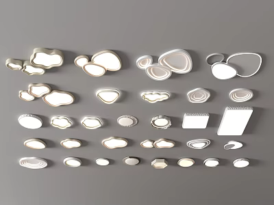 Ceiling Lamp Living Room Main Lamp Cream Fengyun Duo Square Dining Room Lamp Bedroom Lamps Combination Chandelier Nordic 3d model