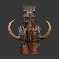 Giant Mammoth With Towering Stacked Buildings And Structures On Its Back 3d model