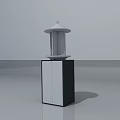 Modern Outdoor Lamp Post With Square Base And Black Lantern Top 3d model