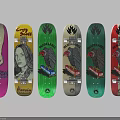 Colorful Skateboard Decks With Various Graphics And Unique Artwork Designs