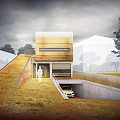 Modern Detached Villa With Wooden Facade Sloped Lawn And Underground Garage