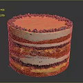 Delicious Layered Cake With Yellow Cream Topping Blueberry Garnish And Colorful Inner Layers