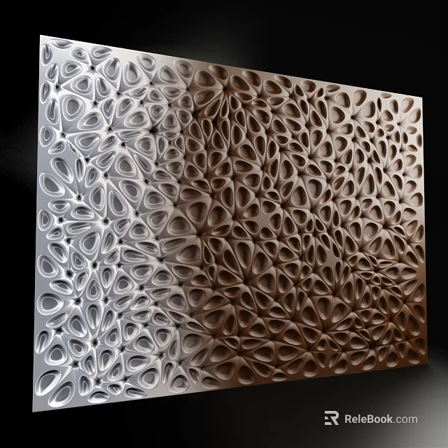 Architectural Exterior Wall With Intricate Metallic Patterns And Silver Copper Tones 3d model