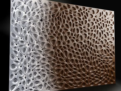 Architectural Exterior Wall With Intricate Metallic Patterns And Silver Copper Tones 3d model