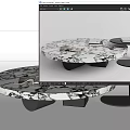 Modern Marble Coffee Table With Spherical Legs Side Tables And Magazines 3d model