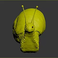 Snail With Red Shell Textured Body And Long Antennae On Gray Background