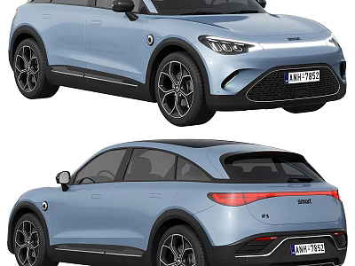 Light Blue SUV Car Front And Rear Views 3d model