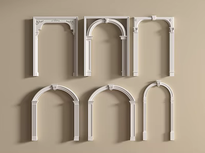 White Arch Decorative Frames In Various Styles For Architectural Ornaments 3d model