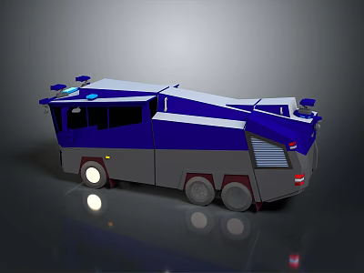 Blue And Gray Armored Tank 3D Model Featuring Multiple Wheels And Top Sensors 3d model