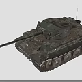 Military Tank With Camouflage Paint Long Cannon Metal Tracks And Armored Turret