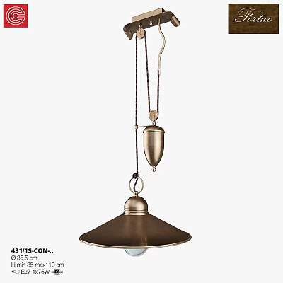 Modern Brass Pendant Light With Adjustable Cord And Conical Metallic Shade 3d model