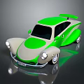 Vintage Style Sports Car With Green And Beige Sleek Body And Reflective Surface