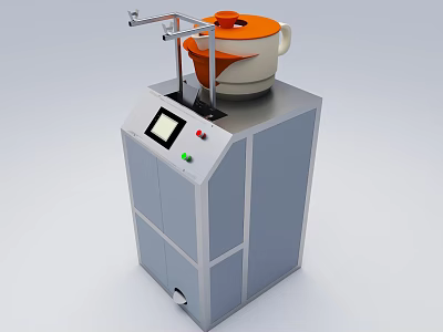 Automated Industrial Equipment With Gray Cabinet Digital Display And Orange Component 3d model