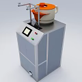 Automated Industrial Equipment With Gray Cabinet Digital Display And Orange Component