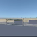 Modern Bridge Spanning Calm Water Surface With Clear Blue Sky and Perfect Reflection Below 3d model