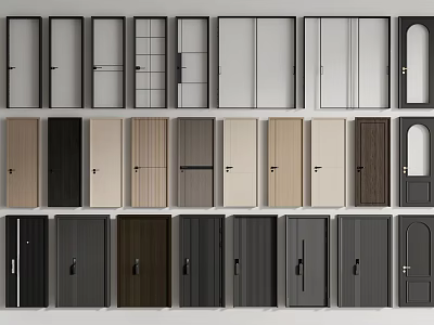 Hinged Doors in Various Styles and Colors for Home Interior Design Options 3d model