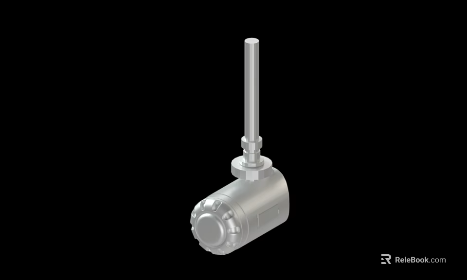 Silver Mechanical Valve Part With Long Stem And Circular Base Metal Construction 3d model 