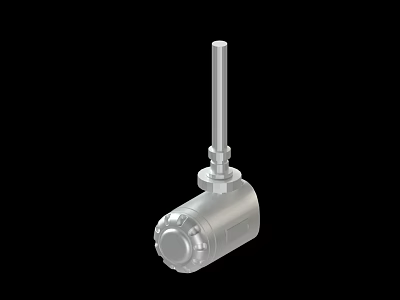 Silver Mechanical Valve Part With Long Stem And Circular Base Metal Construction 3d model