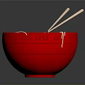 Delicious Ramen In Red Bowl With Soft Boiled Egg Pork Slice And Green Vegetables