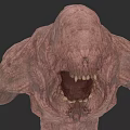 Horror Game And Movie Character With Giant Mouth Sharp Teeth And Rough Skin