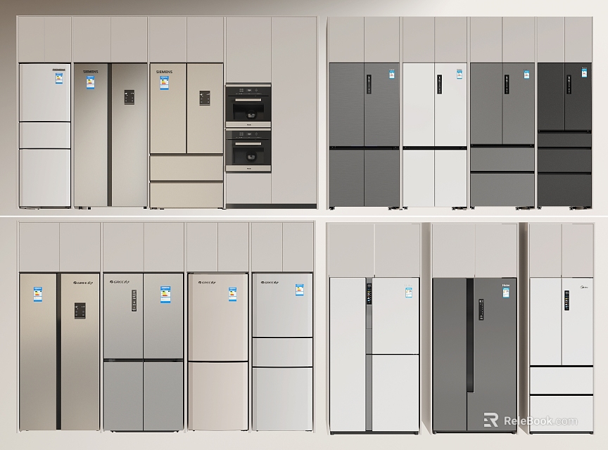Elegant Modern Refrigerators Freezers With Multiple Color Options And Sleek Designs 3d model 